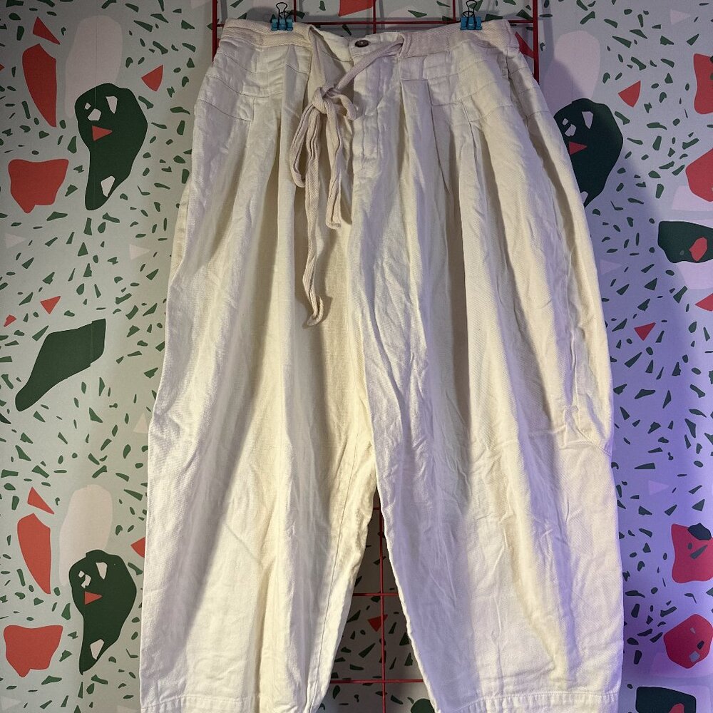 Free People 100% Cotton Drawstring Pant White - M